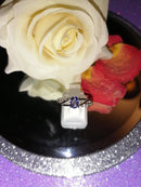 New Tanzanite & Zircon Rhodium Overlay 925 Sterling Silver - Size N