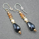 Bridget: Crystal and white Swarovski pearl drop earrings