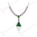 Handmade 18ct White Gold Fine Tsavorite & Diamond Necklace
