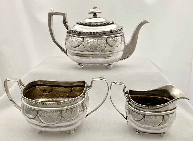 Georgian, George III, silver tea service. London 1811 Duncan Urquhart & Napthali Hart. 32 troy ounces.