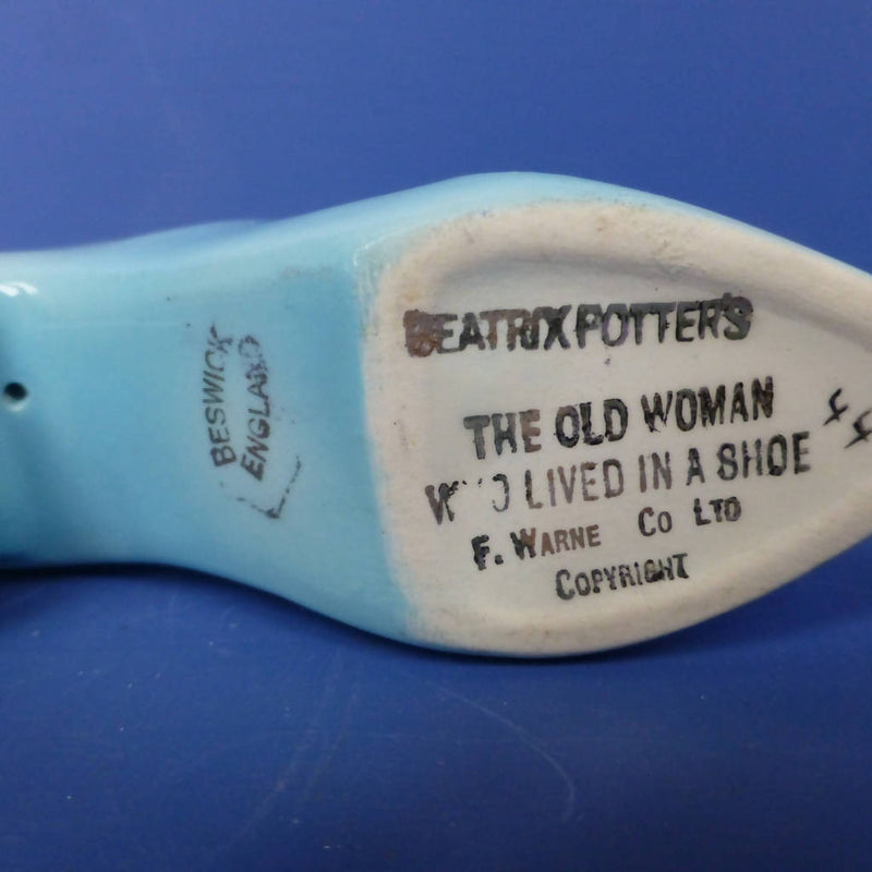 Beswick Beatrix Potter Figurine The Old Woman Who Lived In A Shoe BP2 (Gold Backstamp)