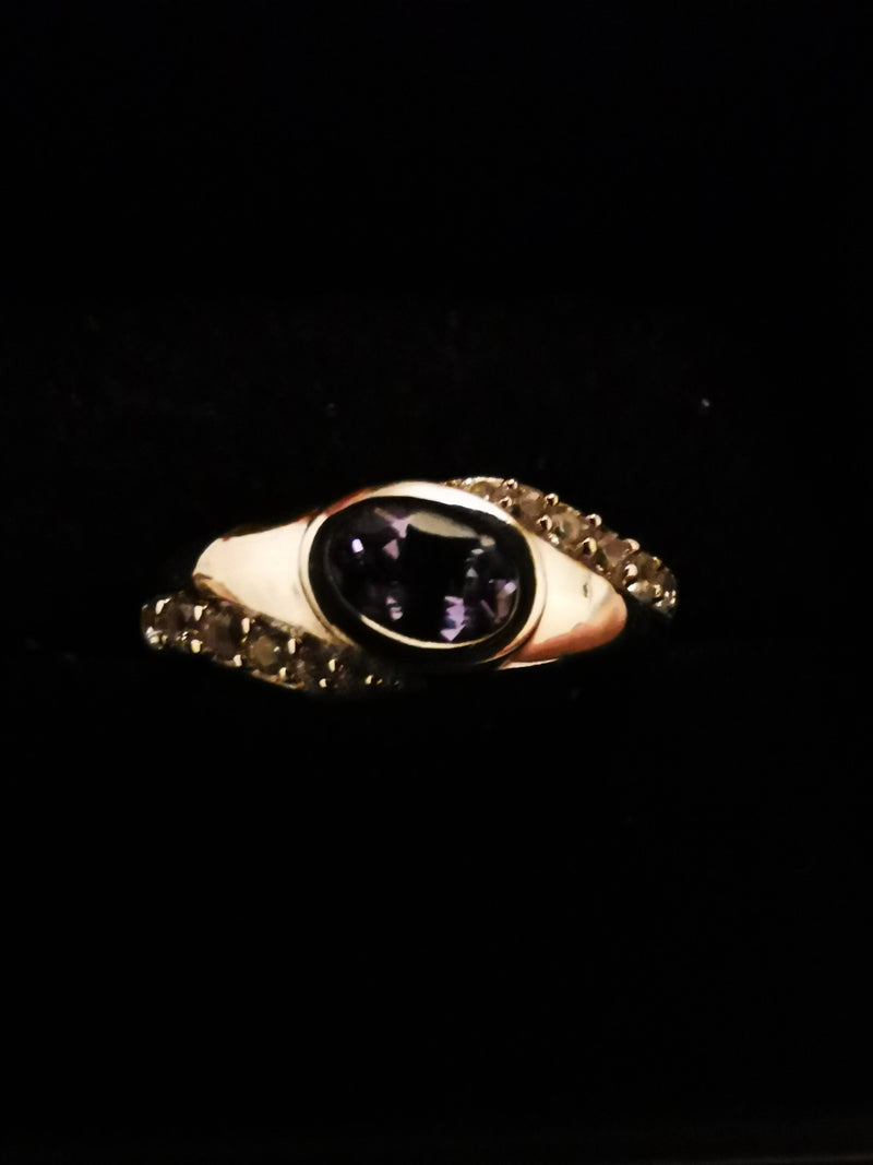 New Tanzanite and Zircon 925 Sterling Silver Ring (Size O)