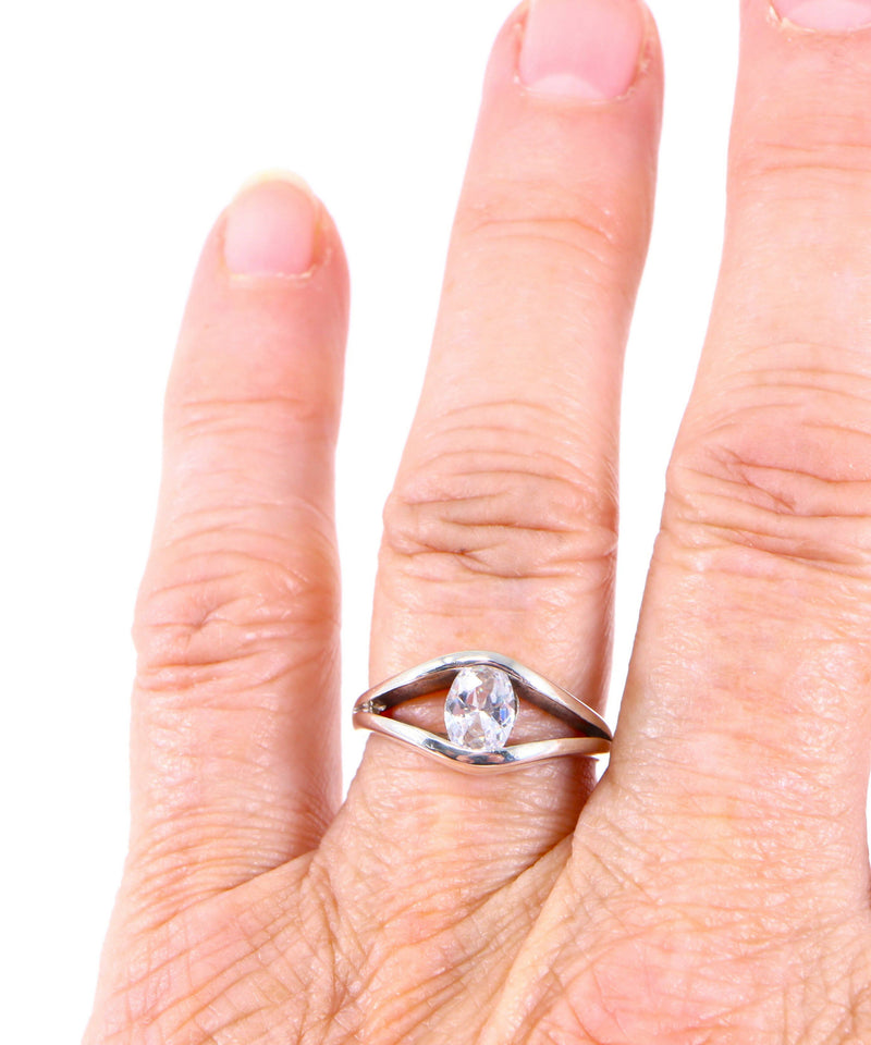 Silver & Cubic Zirconia Solitaire ring
