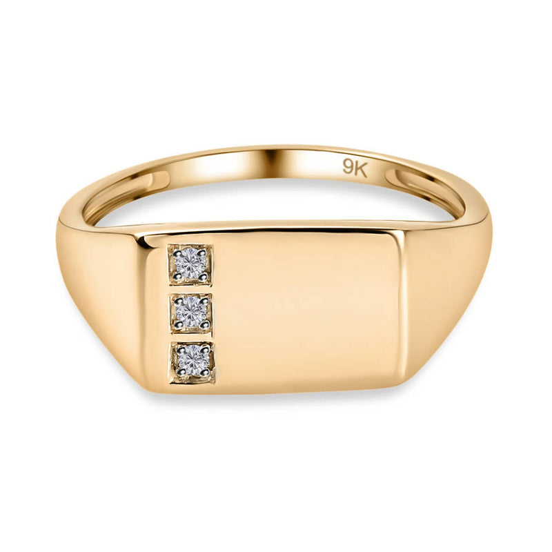 New Diamond Signet Ring in 9K Gold (Size W)