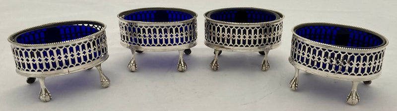 Georgian, George III, Four Silver Salts. London 1778 William Abdy I. 4.8 troy ounces.