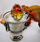 New Glorious Bi-coloured Amber (20x30mm) 925 Sterling Silver Ring - Size Adjustable