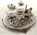 Naturalistic & Hunting Dog Themed Silver Plated Inkstand. John Turton & Co, Sheffield.