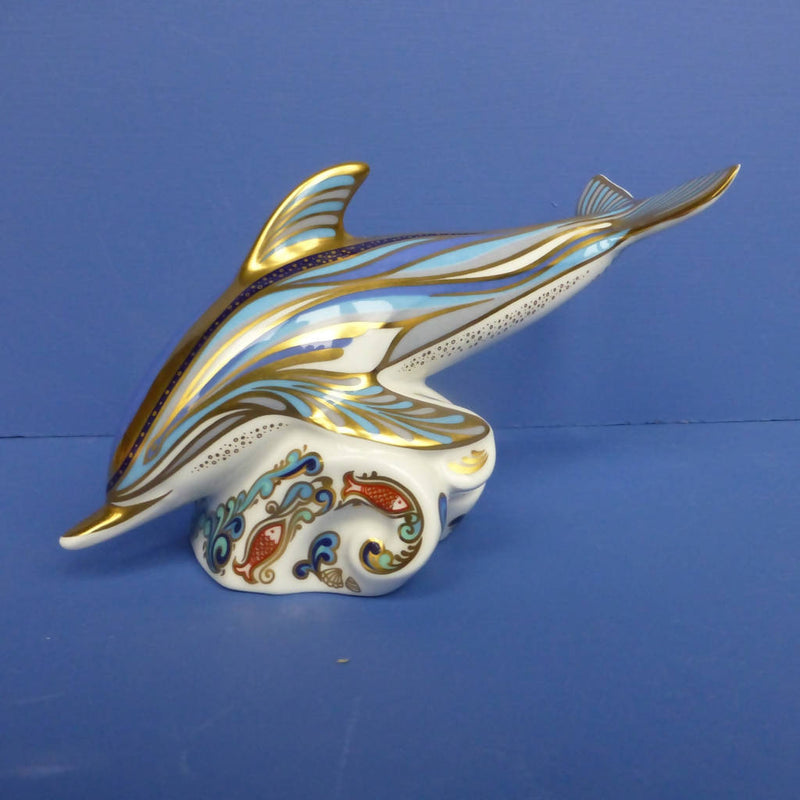 Royal Crown Derby Paperweight - Striped Dolphin (Boxed)