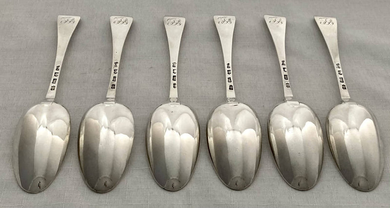 Georgian, George II, Set of Six Silver Hanoverian Pattern Tablespoons. London 1742 Ebenezer Coker. 12 troy ounces.