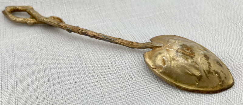 Victorian Cased Set of Twelve Naturalistic Leaf & Vine Form Gilt Metal Teaspoons, circa 1870 - 1890.