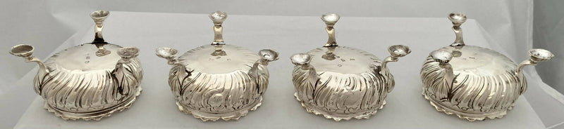 Georgian, George III, Four Silver Salts. London 1760 Thomas Newcomb. 10 troy ounces.