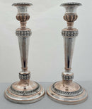 Georgian, Pair of Old Sheffield Plate Crested Candlesticks, circa 1820.