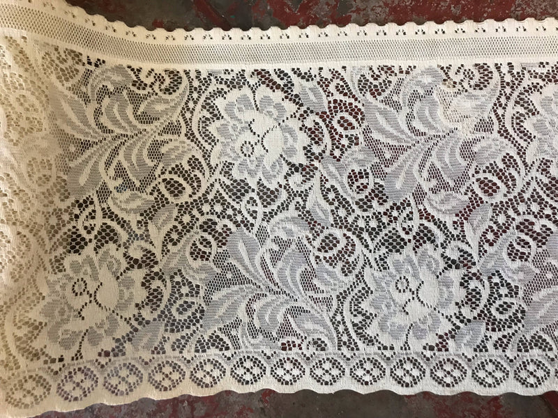 Laura Rose cream cotton floral cafe curtain topper Curtain valance panel 18” drop by the metre