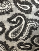 Striking contemporary Paisley Black Cotton madras Lace Curtain Panel 66"/120"
