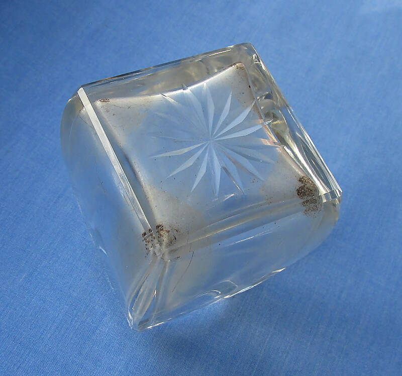 Antique Silver & Cut Glass Glue Pot/Brush/Hallmarked Birmingham 1910