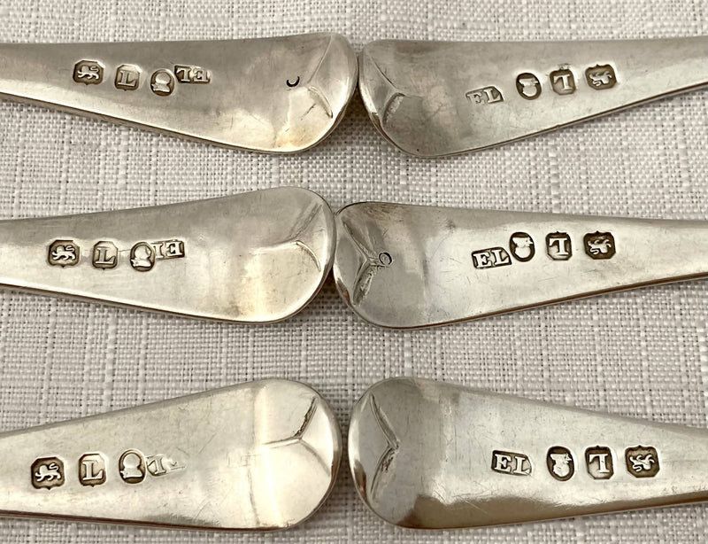 Georgian, George III, Six Silver Teaspoons. London 1806 Edward Lees. 2.8 troy ounces.