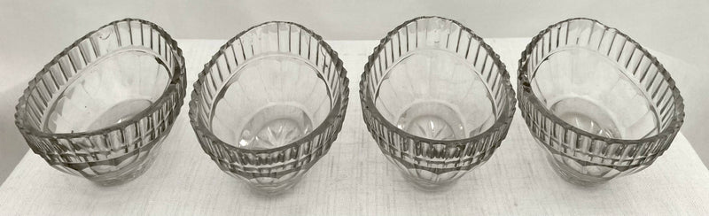 Victorian Set of Four Silver Plated & Cut Glass Salt Dishes, circa 1850 - 1860.