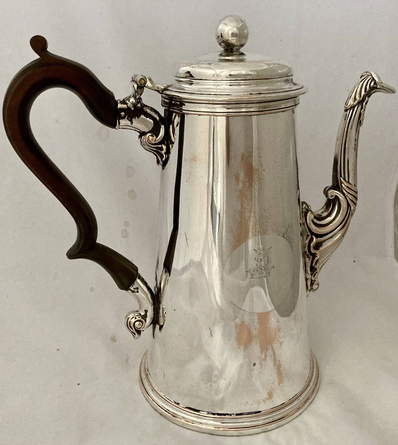 Georgian, George III, Old Sheffield Plate Coffee Pot, circa 1760 - 1780. Crest of Bulkeley.