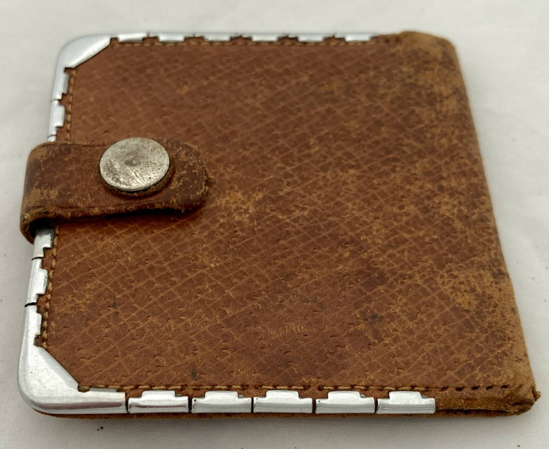 George VI Miniature Silver Mounted Frank Smythson Leather Wallet. London 1947 G H James & Co.