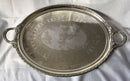 Early Victorian twin handled, silver plated and crested oval serving tray. Thomas Wilkinson, circa 1840 - 1860.