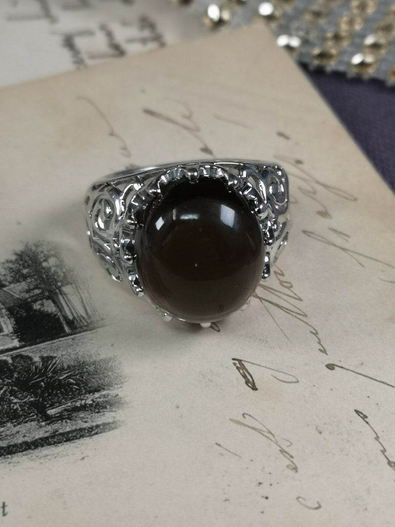 Vintage Silver & Smokey Citrine Ring