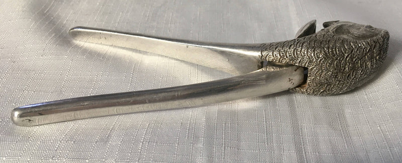 George V period Asprey novelty silver plated parrot head nutcracker.