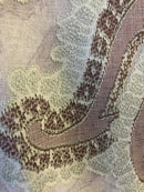 Paisley Green madras Lace Curtain Panel to finish 68'/120" 3metres long