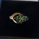 Silver Emerald and Diamond Ring Size M +1/2