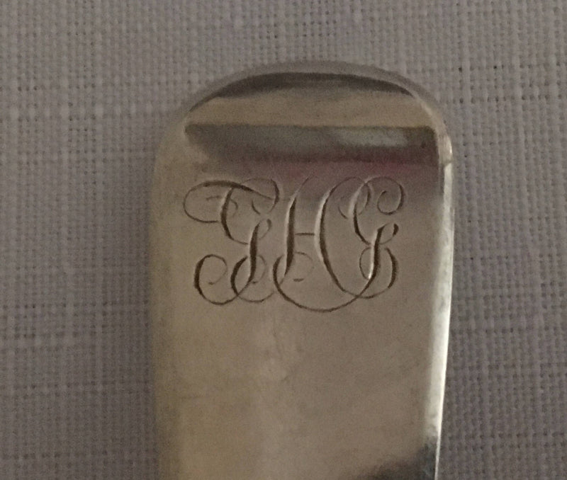 Georgian, George III, set of six silver dessert spoons. London 1820 Solomon Royes. 8.8 troy ounces.