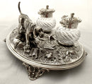 Naturalistic & Hunting Dog Themed Silver Plated Inkstand. John Turton & Co, Sheffield.