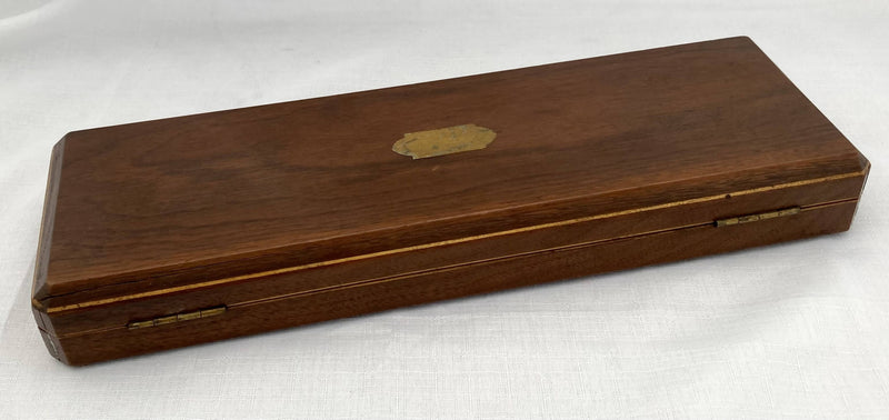 Victorian Walnut Cased Set of Silver Fish Servers. Sheffield 1881 Harrison Brothers & Howson.