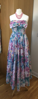 Vintage Laura Ashley Strapless Floral Tea Dress