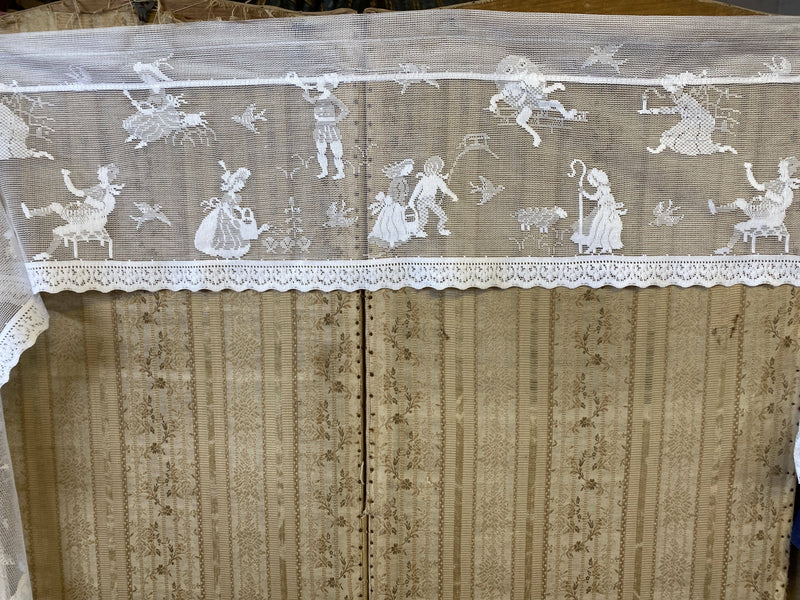 Nursery Rhymes Scottish Cotton Lace Valance Curtain Panel - 12" drop by the metre