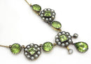 Antique Hallmarked 1900 Edwardian 9ct Gold Peridot Diamond & Seed Pearl Pendant Necklace