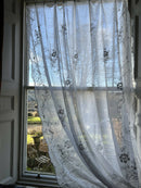Antique French Corneley off white Cotton Lace Curtain Panels recuperated château 72”/120” to finish