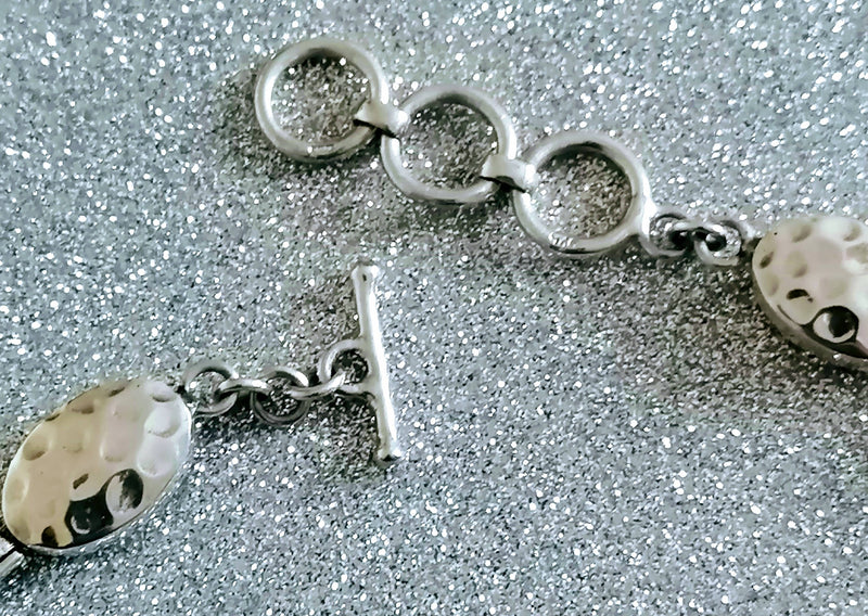 New Hammered Sterling Silver Statement Necklace - 18"