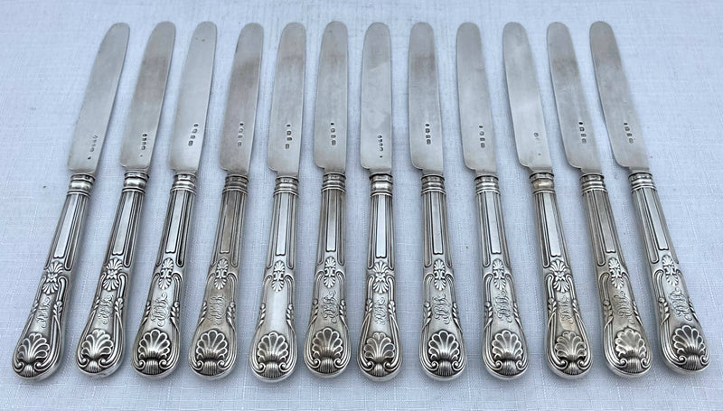 Georgian, George IV, Cased Silver Kings Pattern Dessert Service for Twelve. Sheffield 1822 -1826.