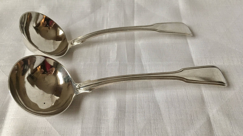 Georgian, George III, pair of silver thread pattern sauce ladles. London 1811 Richard Crossley & George Smith IV. 4.4 troy ounces.
