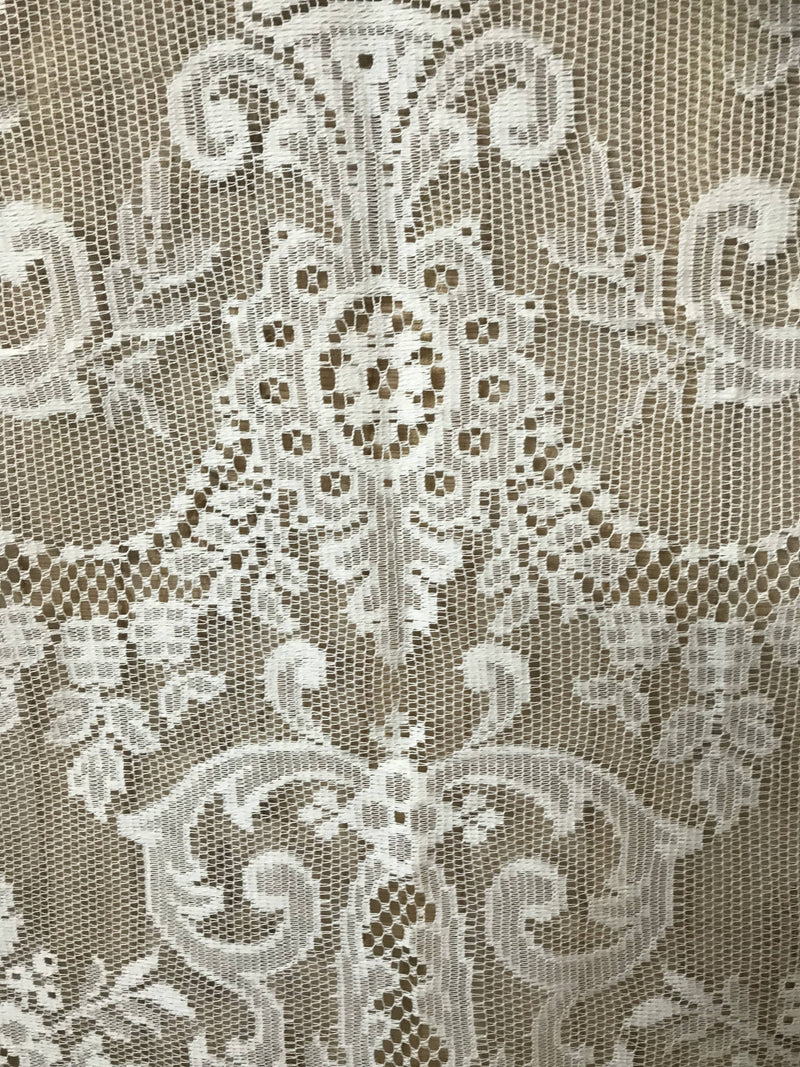 Victorian Period Design Cream Cotton Lace Curtain Panel or bedcover ReadyTo Hang- 68'/98”