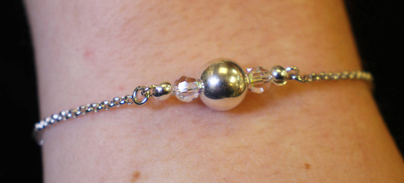 Bridget: Adjustable Swarovski crystal-silver bead bracelet