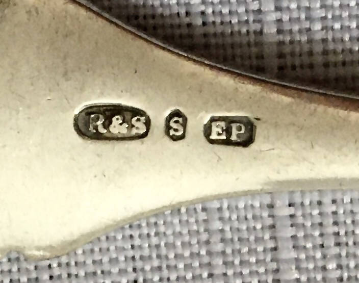 Cased set of six silver plated Art Nouveau teaspoons.