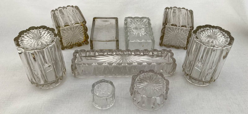 Early Victorian Silver Mounted Cut Glass Vanity Set. London 1839 Charles Rawlings & William Summers. 11.5 troy ounces.