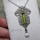 Edwardian Fine Peridot, Diamond & Pearl Necklace