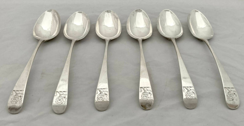 Georgian, George III, Six Silver Tablespoons. London 1783 John Lambe. 12.8 troy ounces.