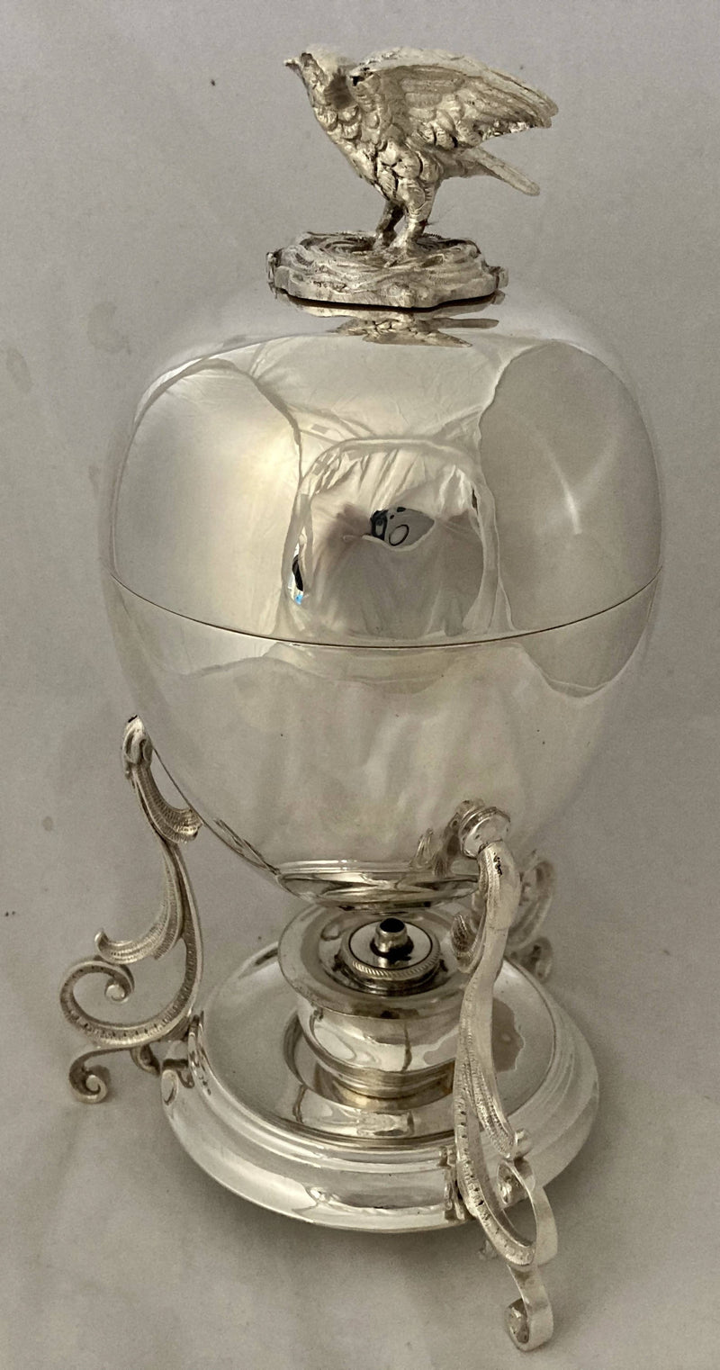 Silver Plated Egg Coddler with Bird & Nest Finial.