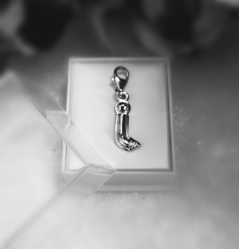 Diamond Initial silver charm pendant