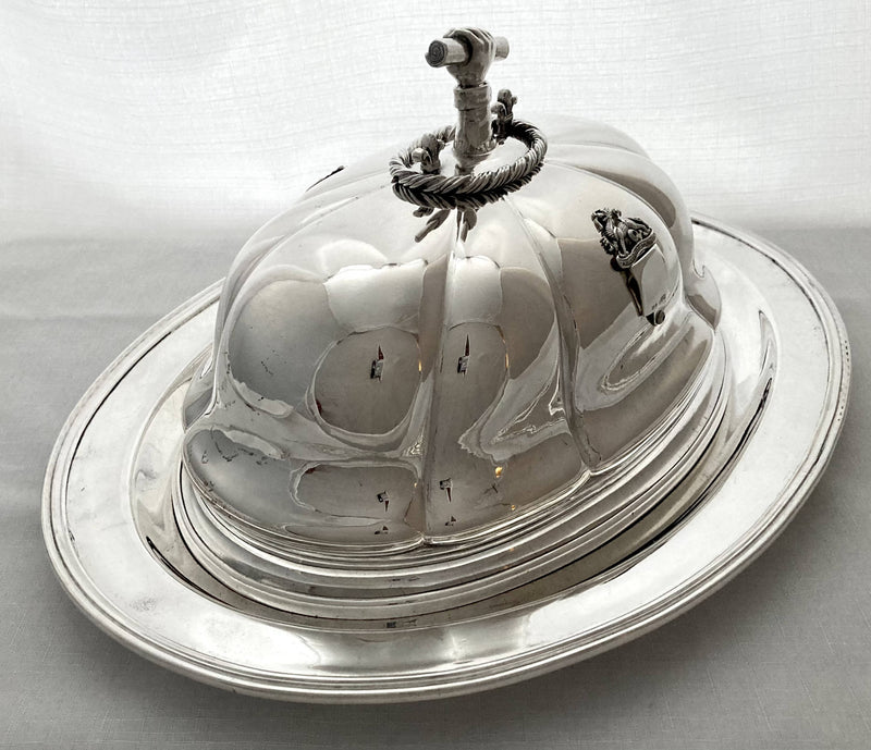 Old Sheffield Plate Dome with Silver Armorial & Handle for Robert Stephenson, Civil & Railway Engineer, Builder of the Rocket Locomotive.