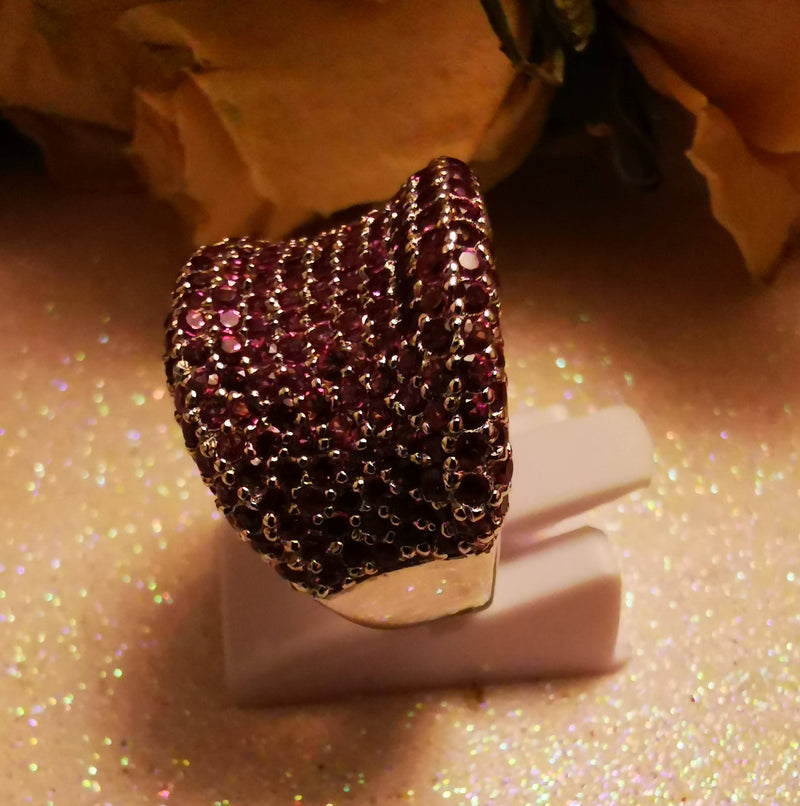 New Rhodolite Garnet 925 Sterling Silver Ring (Size N/O)