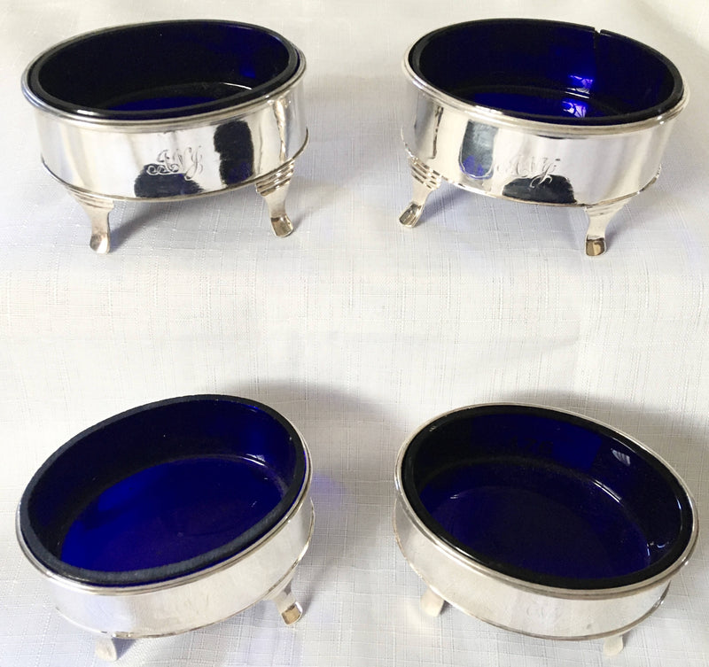 Georgian, George III, set of four silver salts. London 1801 Josiah Snatt. 6.2 troy ounces.
