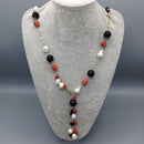 Silver gilt, red coral and baroque pearl necklace